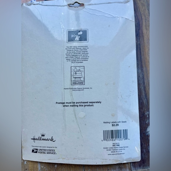 Hallmark snoopy, 5 vintage mailing labels 4 sheets of 1label with seals sealed - Picture 3 of 3